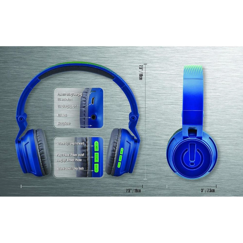 EKIDS AURICULARES BLUETOOTH INFANTILES AZULES CON MICRÓFONO Y VOLUMEN REDUCIDO - 6