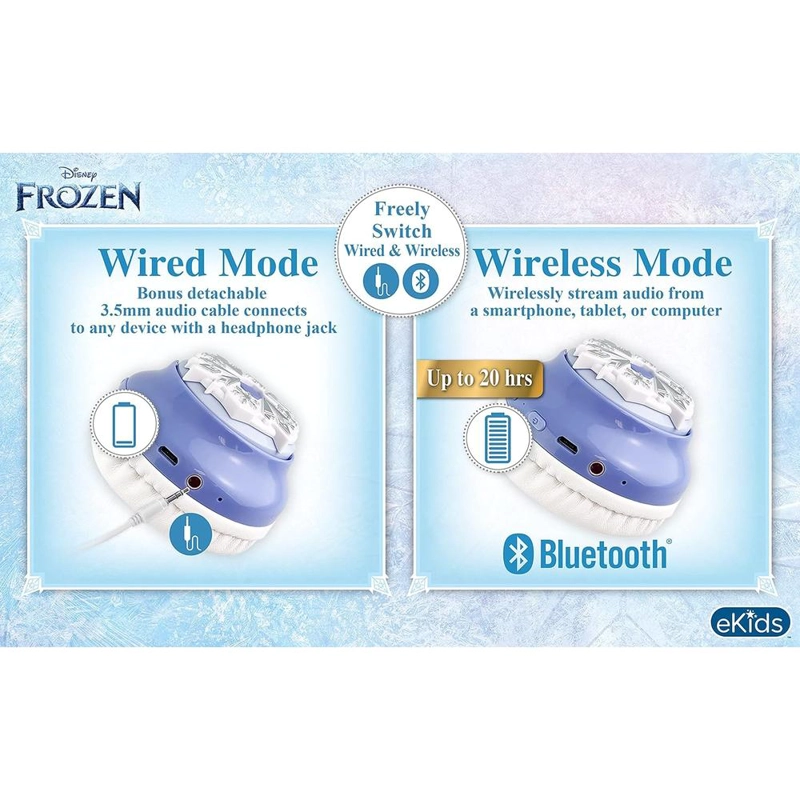 EKIDS FROZEN AURICULARES BLUETOOTH INFANTILES CON MICRÓFONO Y CABLE AUXILIAR - 5