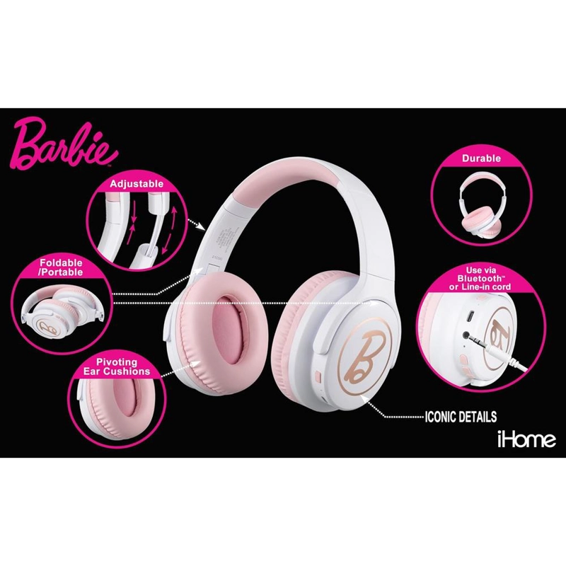 EKIDS BARBIE AURICULARES INALÁMBRICOS BLUETOOTH CON MICRÓFONO Y CABLE AUXILIAR - 2