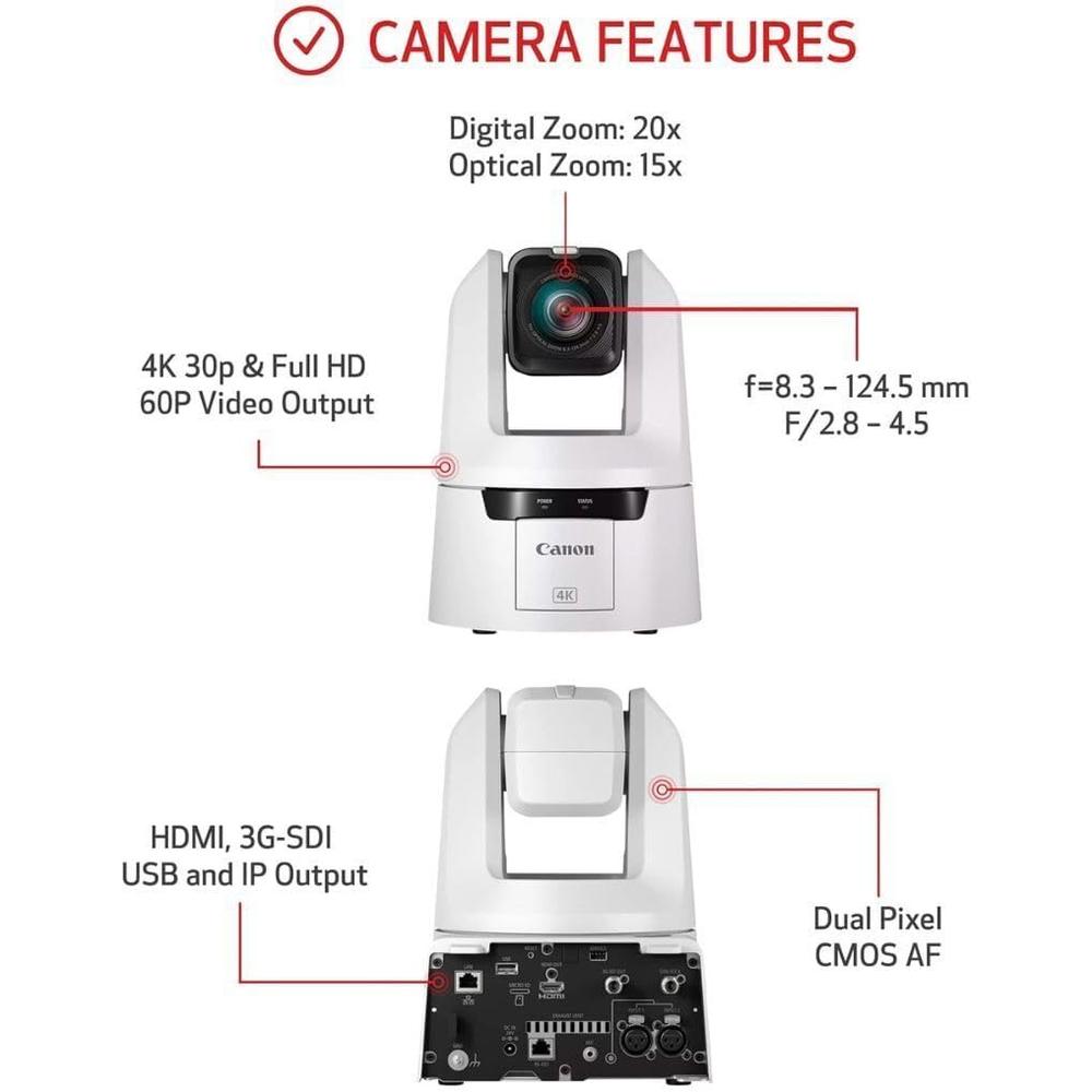 CANON CÁMARA PRO PTZ CR-N500 4K ZOOM 15X | BLANCO - 2