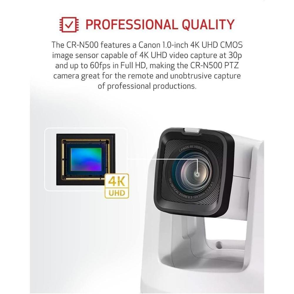 CANON CÁMARA PRO PTZ CR-N500 4K ZOOM 15X | BLANCO - 4