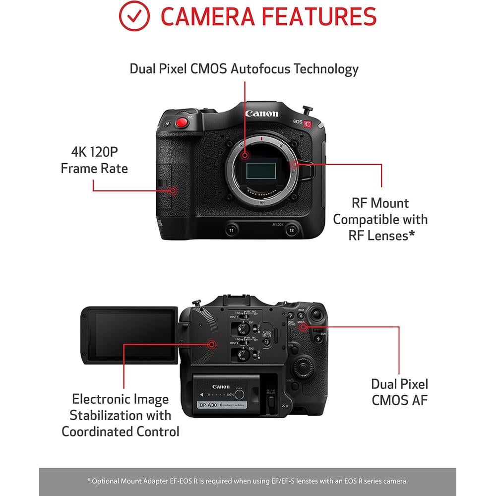 CANON CÁMARA DE CINE EOS C70 4K SUPER | NEGRO - 3