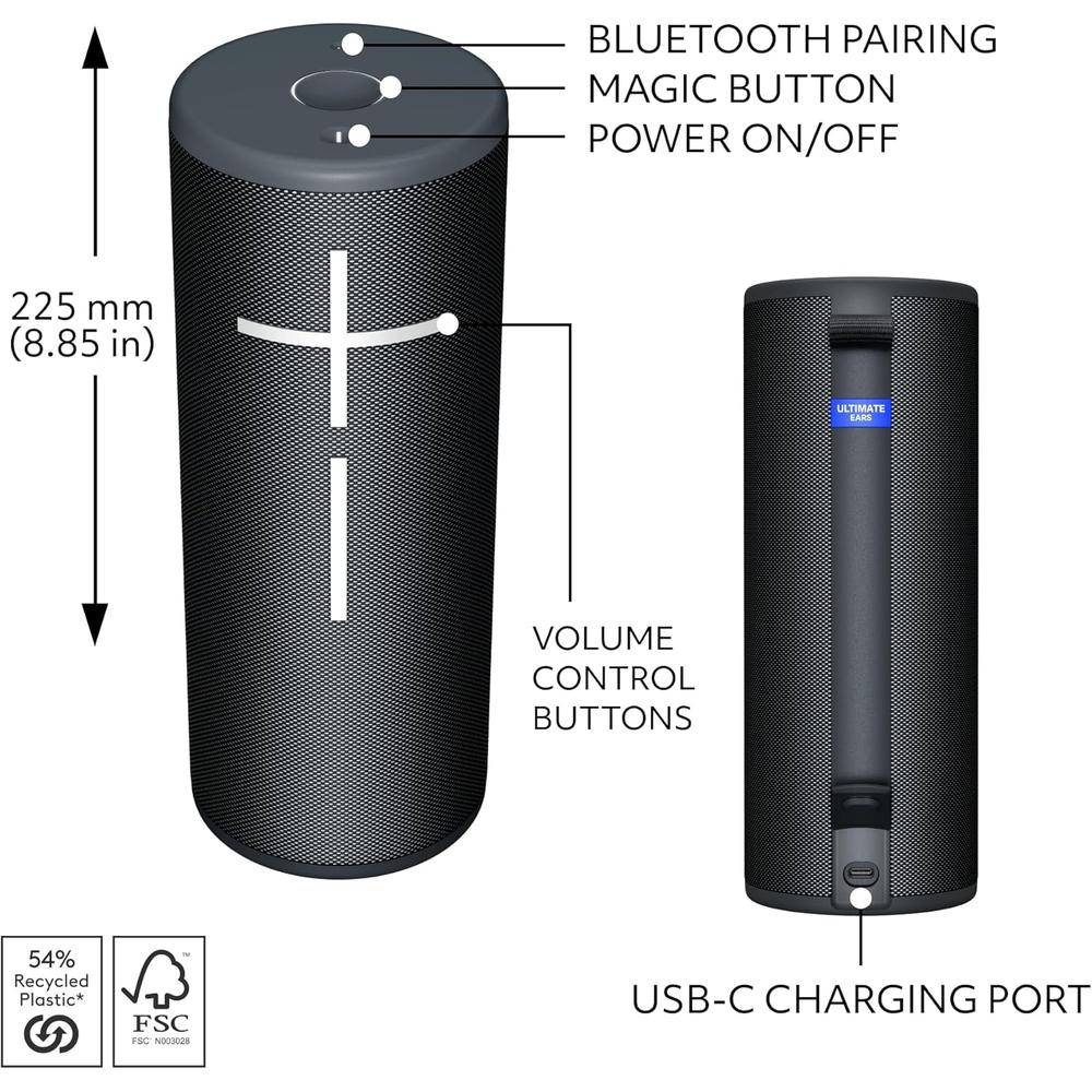 ULTIMATE EARS MEGABOOM 4 ALTAVOZ BLUETOOTH 360° IP67 | NEGRO - 6