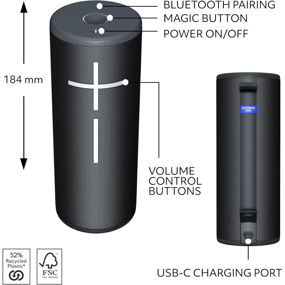 ULTIMATE EARS BOOM 4 ALTAVOZ BLUETOOTH 360° IP67 | NEGRO - 6