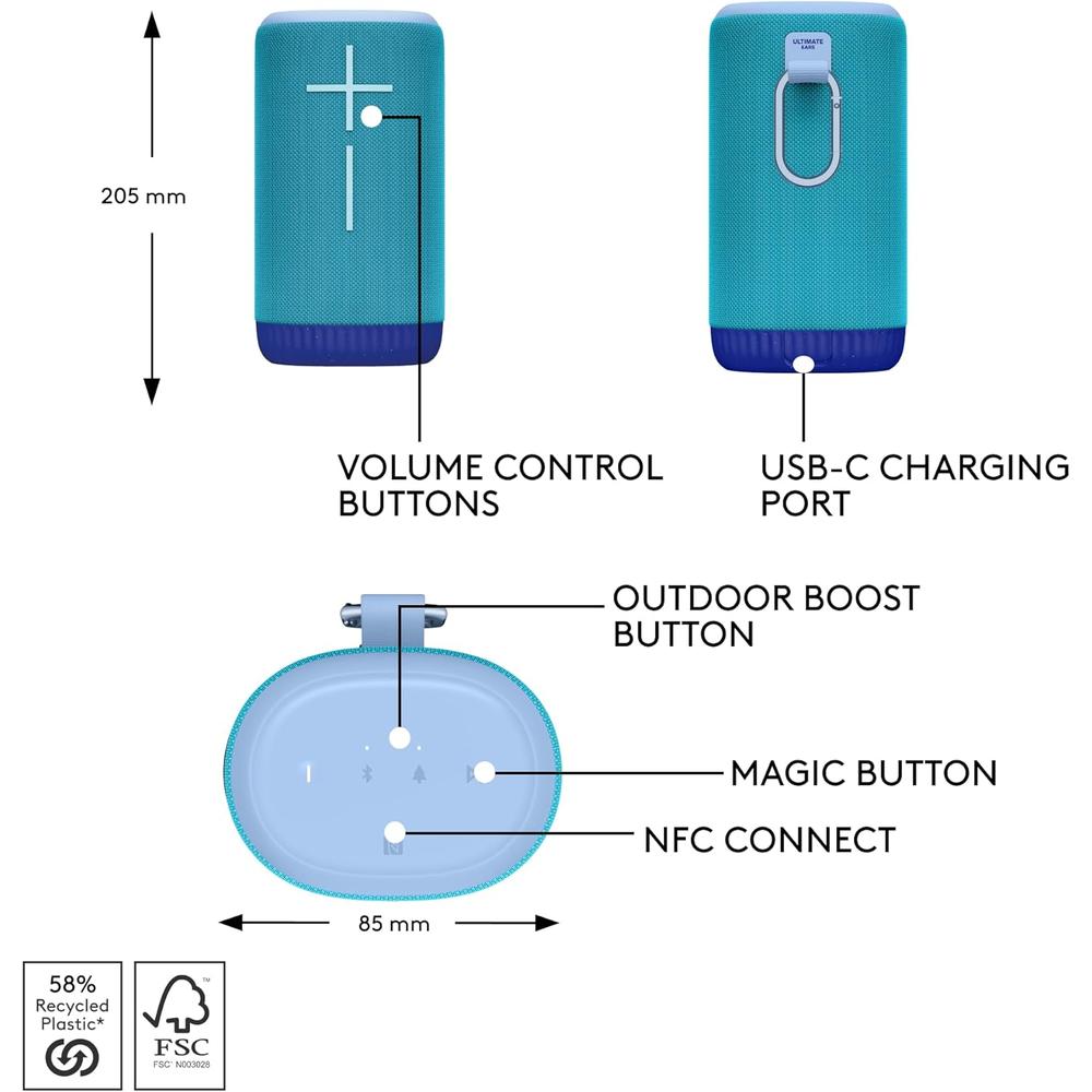 ULTIMATE EARS EVERBOOM ALTAVOZ BLUETOOTH 360° IP67 | CELESTE - 6