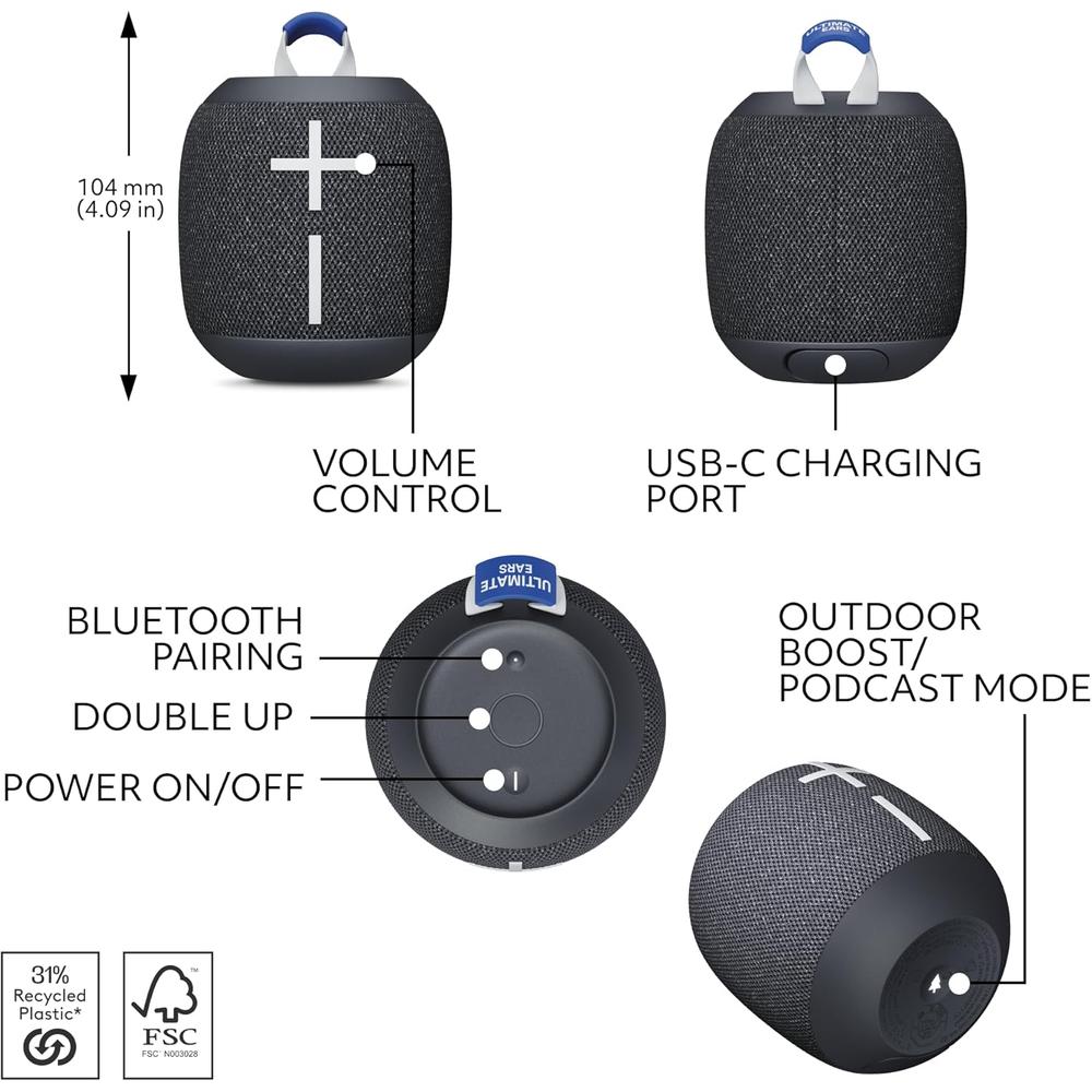 ULTIMATE EARS WONDERBOOM 4 ALTAVOZ BLUETOOTH 360° IP67 | NEGRO - 6