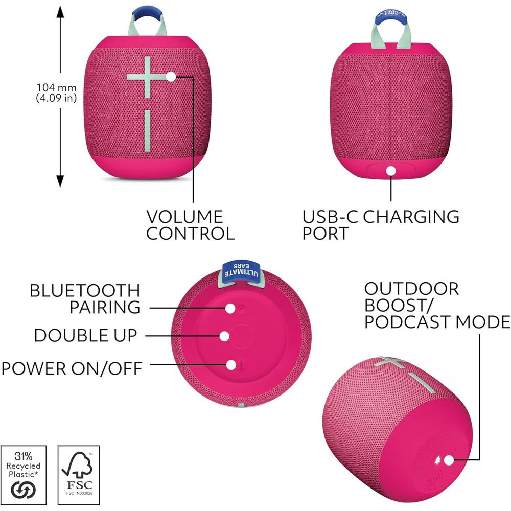 ULTIMATE EARS WONDERBOOM 4 ALTAVOZ BLUETOOTH 360° IP67 | ROSA - 6