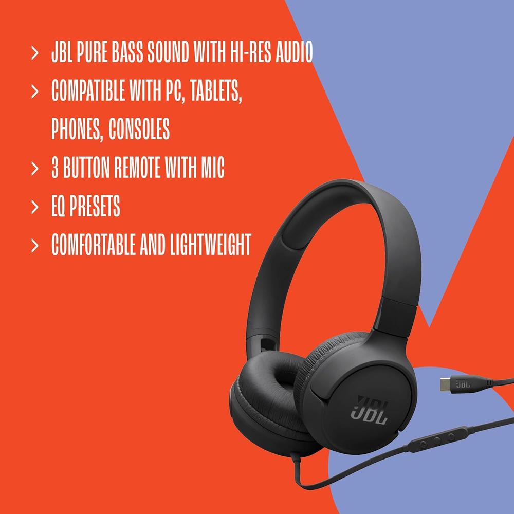 JBL TUNE 520C AURICULARES CON CABLE USB-C | NEGRO - 5
