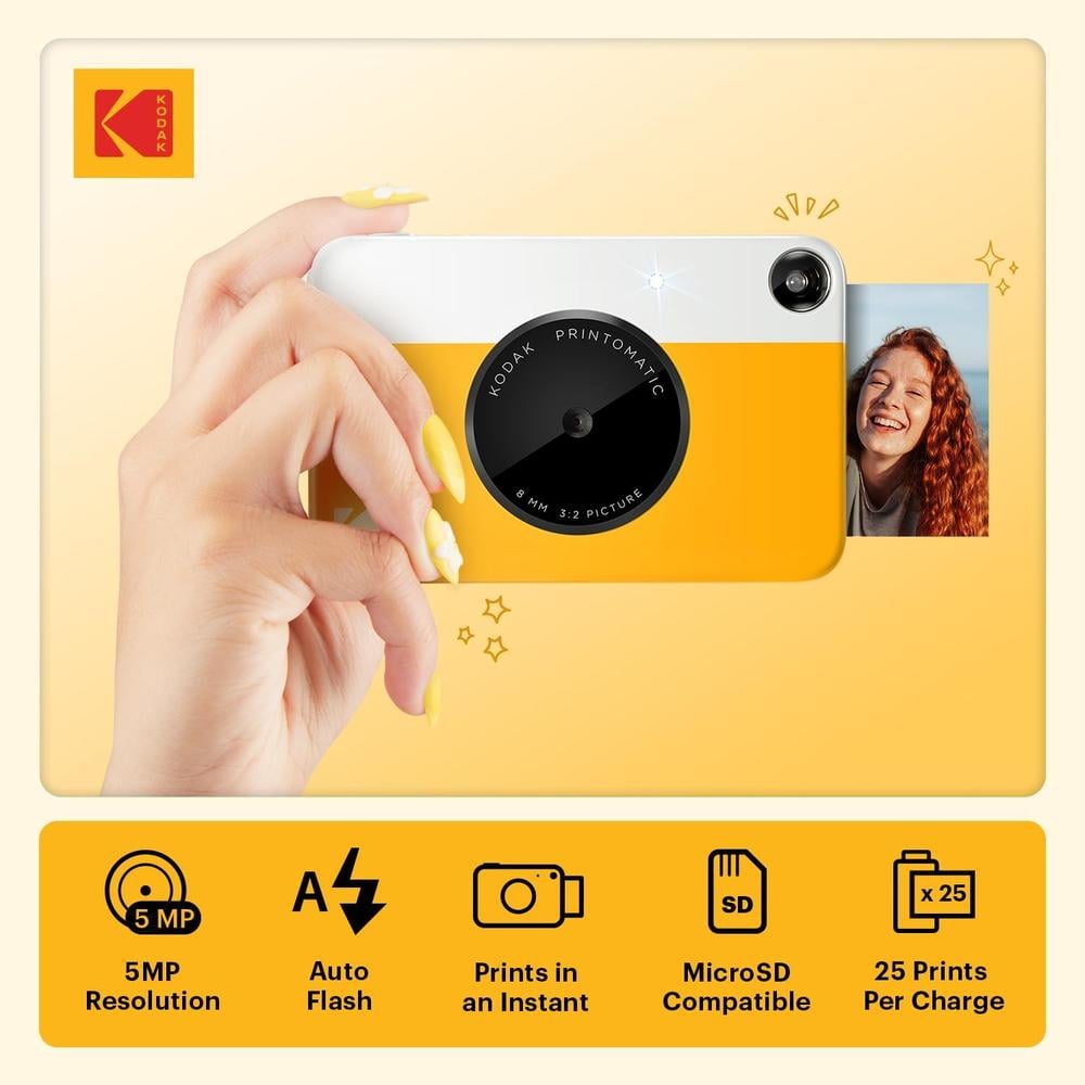 KODAK PRINTOMATIC CÁMARA DIGITAL INSTANTÁNEA ZINK 5 MP | AMARILLO / BLANCO - 2