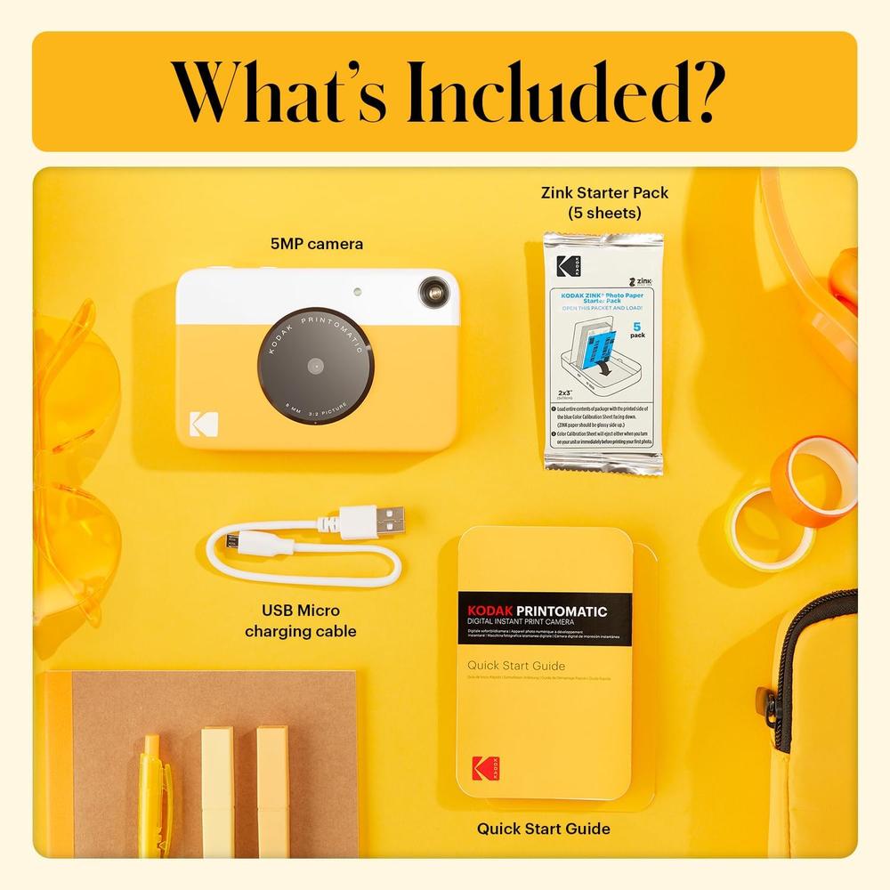 KODAK PRINTOMATIC CÁMARA DIGITAL INSTANTÁNEA ZINK 5 MP | AMARILLO / BLANCO - 3