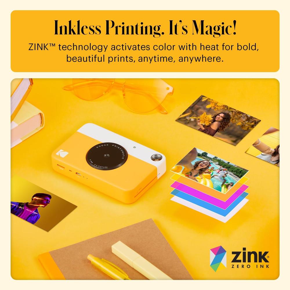KODAK PRINTOMATIC CÁMARA DIGITAL INSTANTÁNEA ZINK 5 MP | AMARILLO / BLANCO - 4