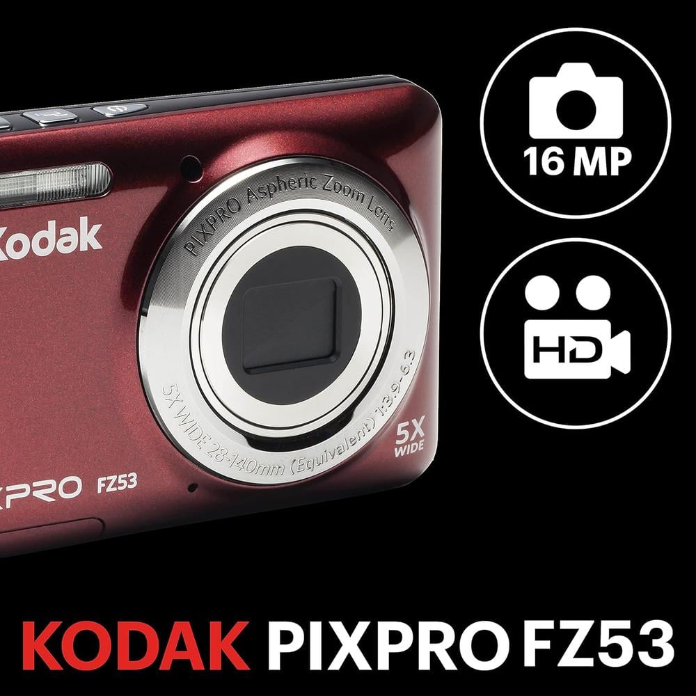KODAK PIXPRO FZ53 CÁMARA DIGITAL 16 MP ZOOM 5X LCD | ROJO - 2