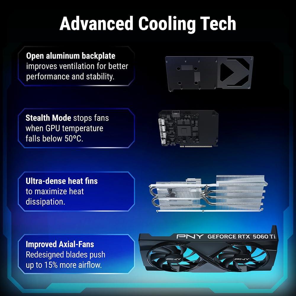 PNY RTX 5060 TI 16GB GDDR7 DUAL FAN - 3