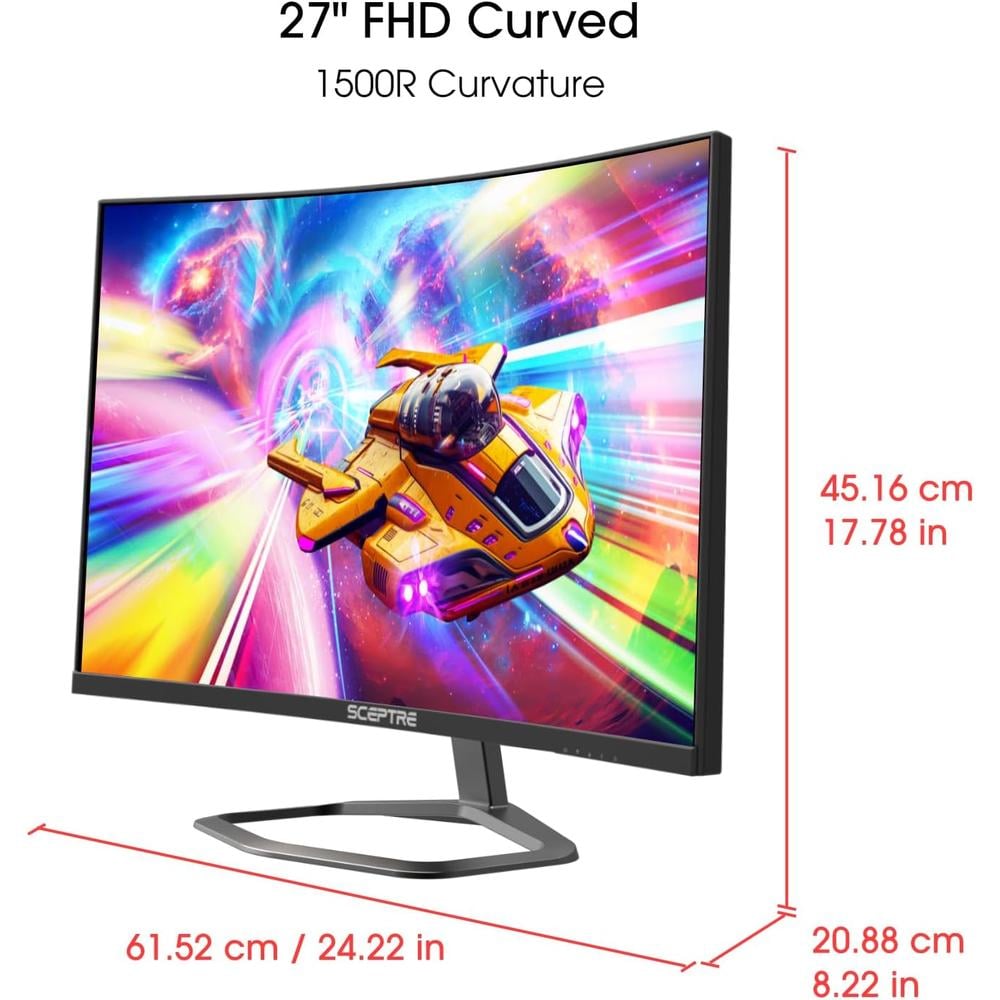 SCEPTRE 27' FHD CURVO 240 HZ 1 MS FREESYNC DISPLAYPORT/HDMI ALTAVOCES R1500 - 2