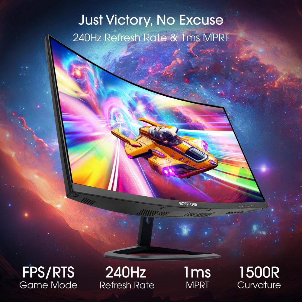 SCEPTRE 27' FHD CURVO 240 HZ 1 MS FREESYNC DISPLAYPORT/HDMI ALTAVOCES R1500 - 3