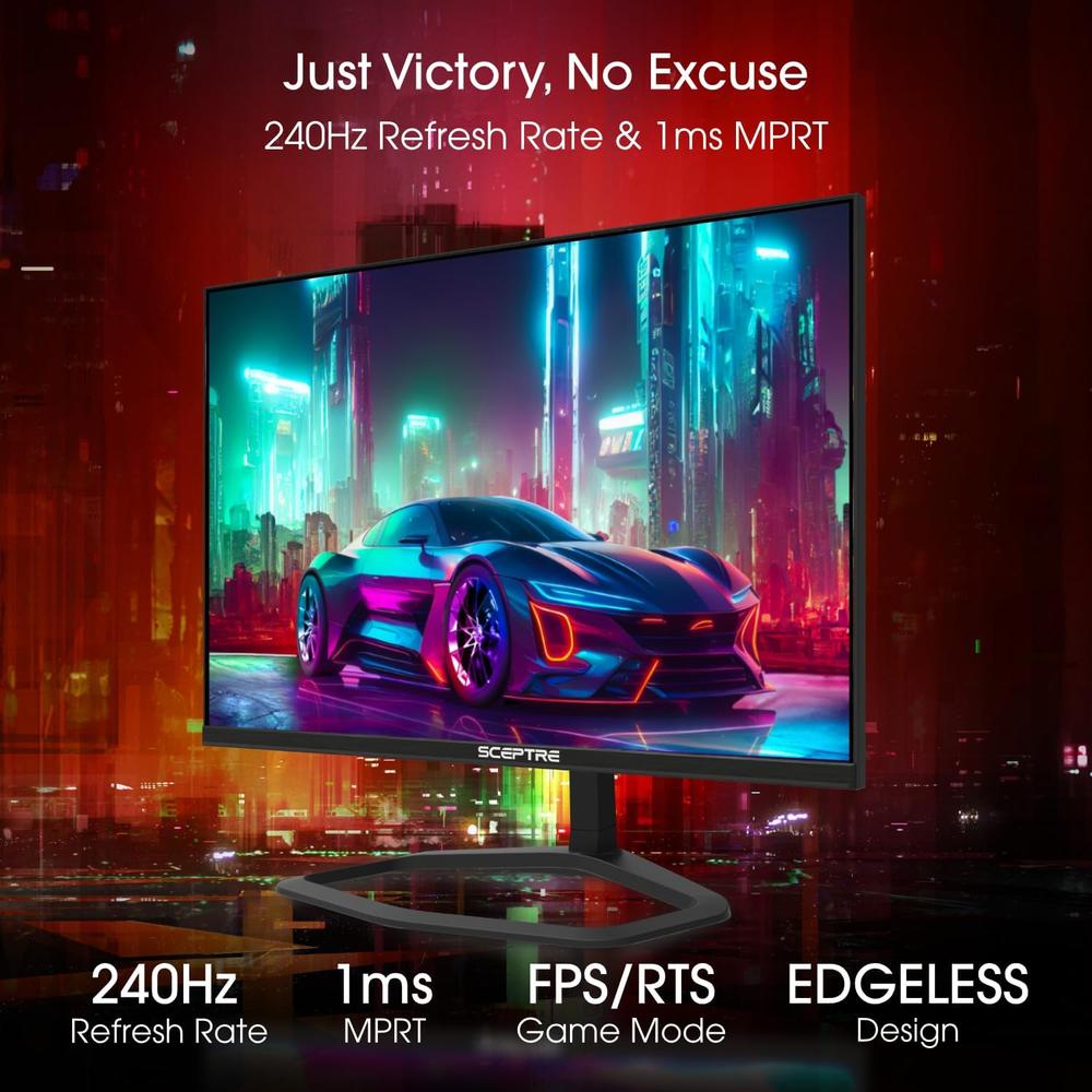 SCEPTRE 24,5' FHD 240+ HZ 1 MS FREESYNC DISPLAYPORT/HDMI ALTAVOCES - 3