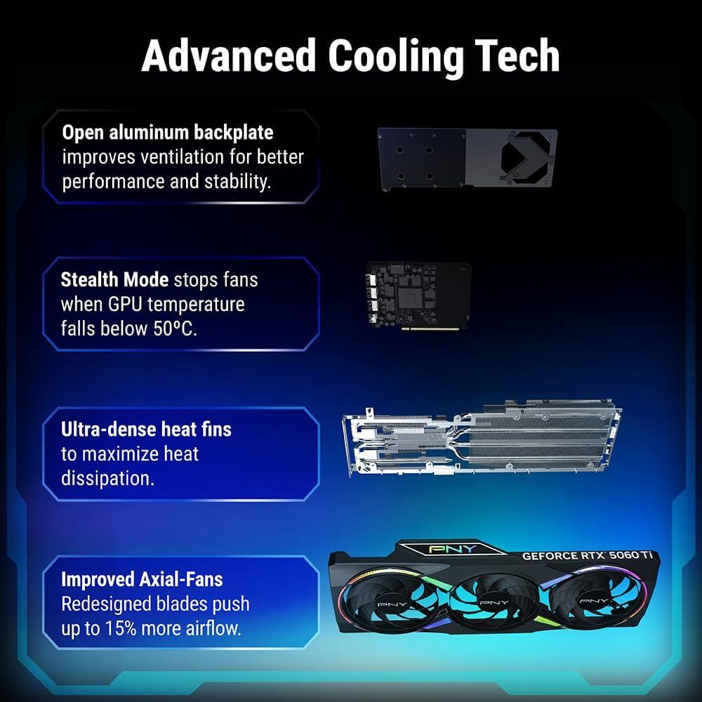 PNY RTX 5060 TI EPIC-X ARG OC 8GB GDDR7 TRIPLE FAN - 3