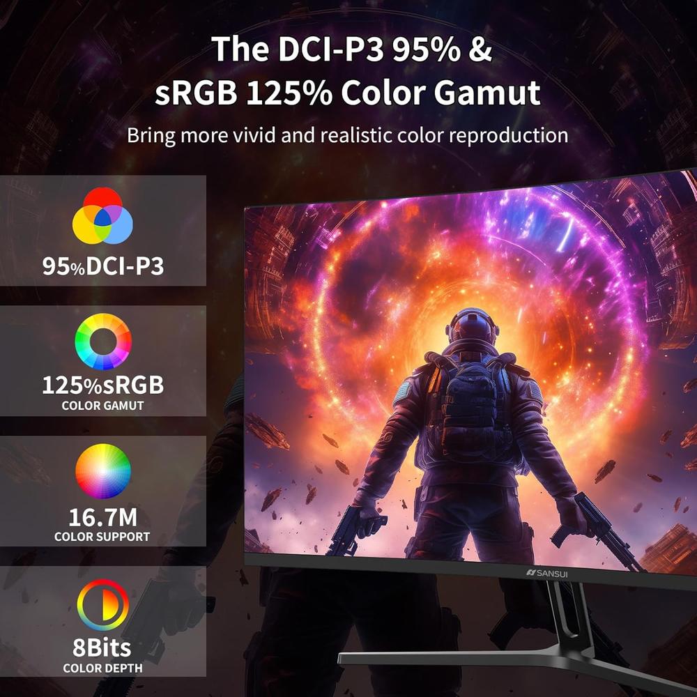 SANSUI 32' WQHD 180 HZ CURVO 1500R 1 MS VA FREESYNC HDR VESA - 3
