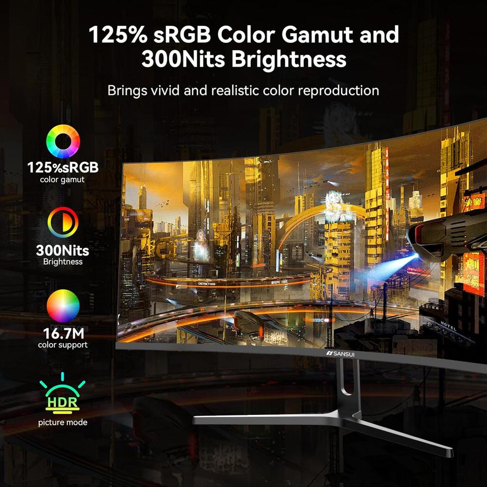 SANSUI 32' FHD 240 HZ CURVO 1500R 1 MS FREESYNC HDR VESA - 5
