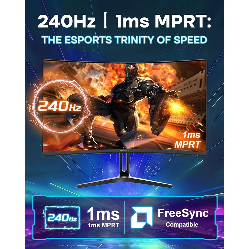 SANSUI 24' FHD 240 HZ CURVO 1500R VA 1 MS FREESYNC HDR - 3