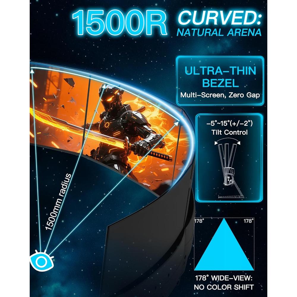 SANSUI 24' FHD 240 HZ CURVO 1500R VA 1 MS FREESYNC HDR - 4