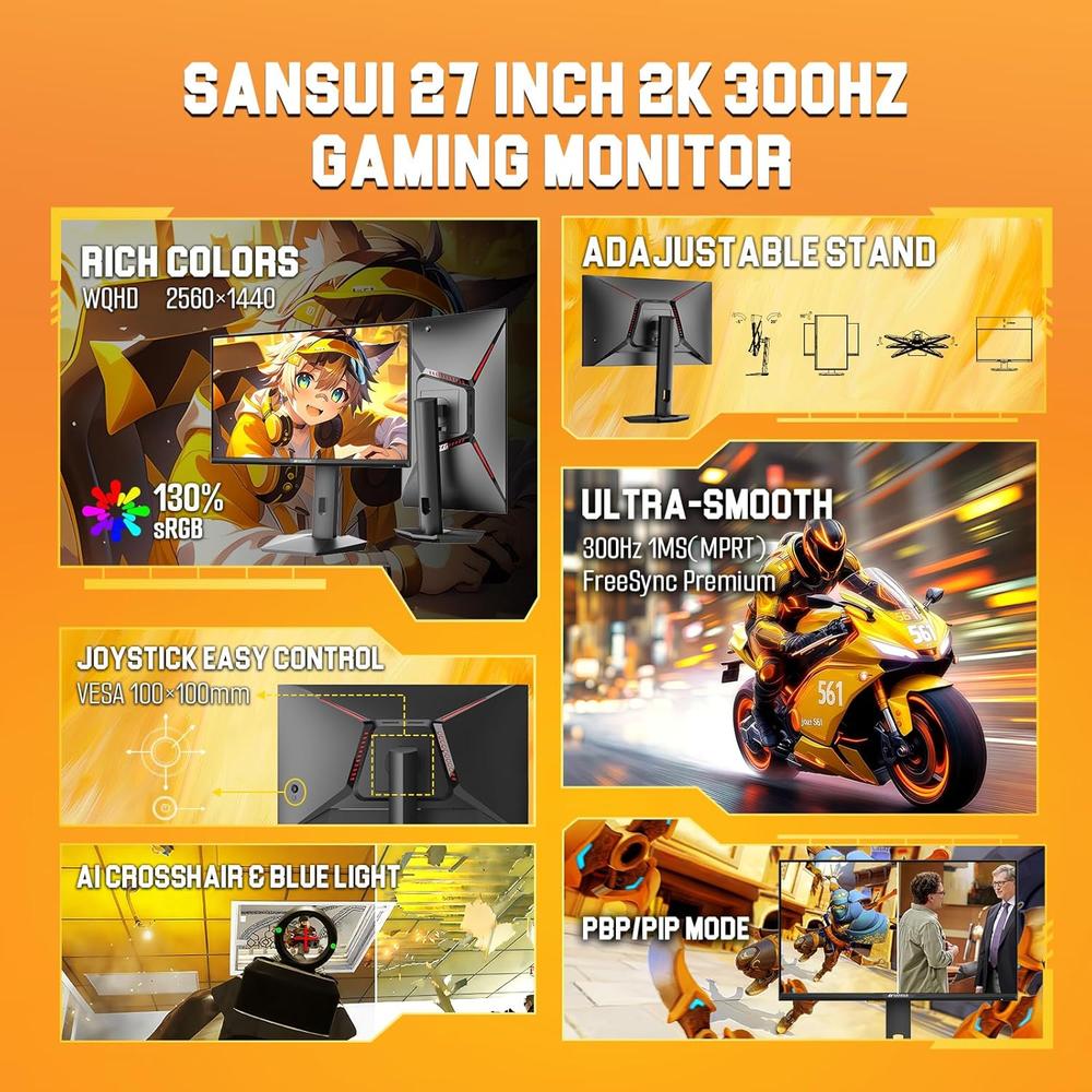 SANSUI 27' WQHD 300 HZ 1 MS IPS FREESYNC HDR 10 BITS VESA - 2