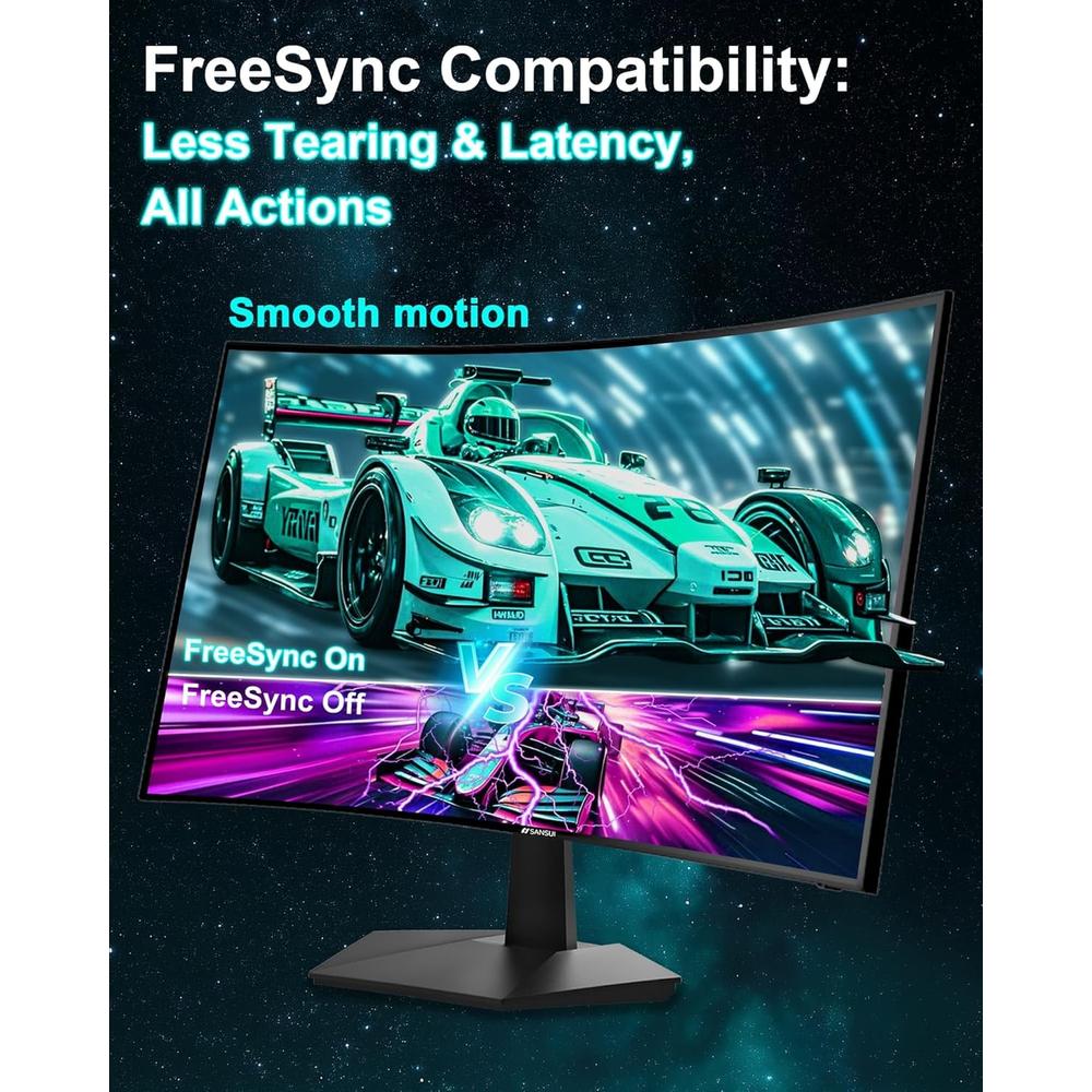 SANSUI 27' FHD 160 HZ CURVO 1500R 1 MS FREESYNC HDR EYE CARE VESA - 5