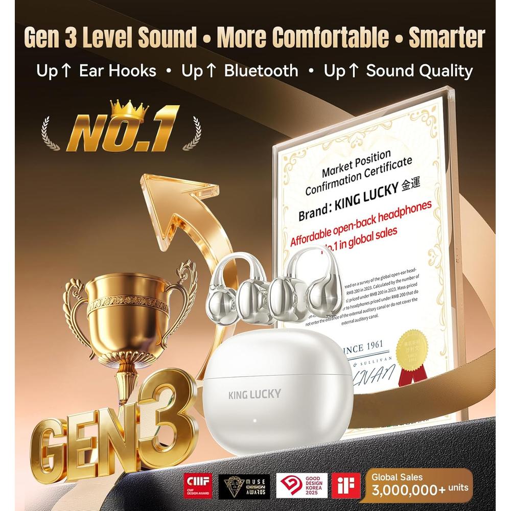 AUDÍFONOS INALÁMBRICOS KING LUCKY GEN 3 CLIP BLUETOOTH 6.0 | LIGHT WHITE - 2
