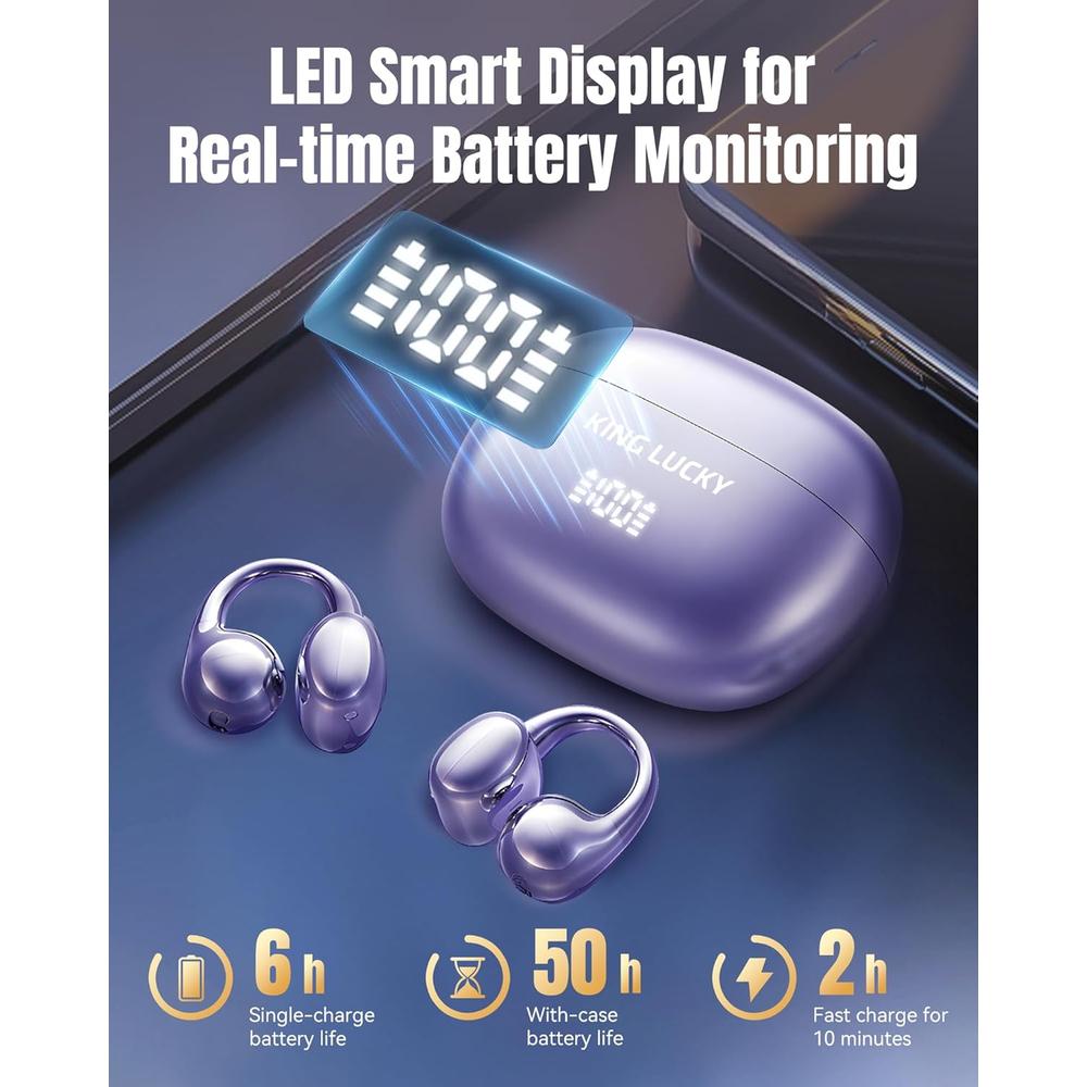 AUDÍFONOS INALÁMBRICOS KING LUCKY GEN 3 CLIP BLUETOOTH 6.0 | MORADO - 5