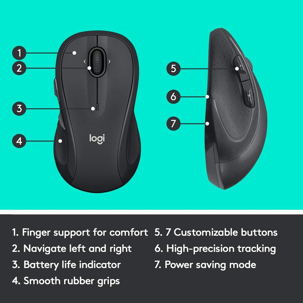 MOUSE INALÁMBRICO M510 LOGITECH | GRAFITO - 5