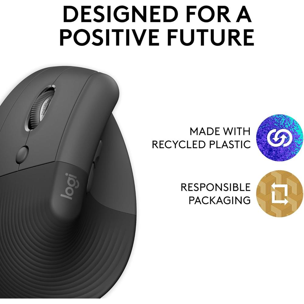 MOUSE INALÁMBRICO PARA ZURDOS LIFT LOGITECH | GRAFITO - 5