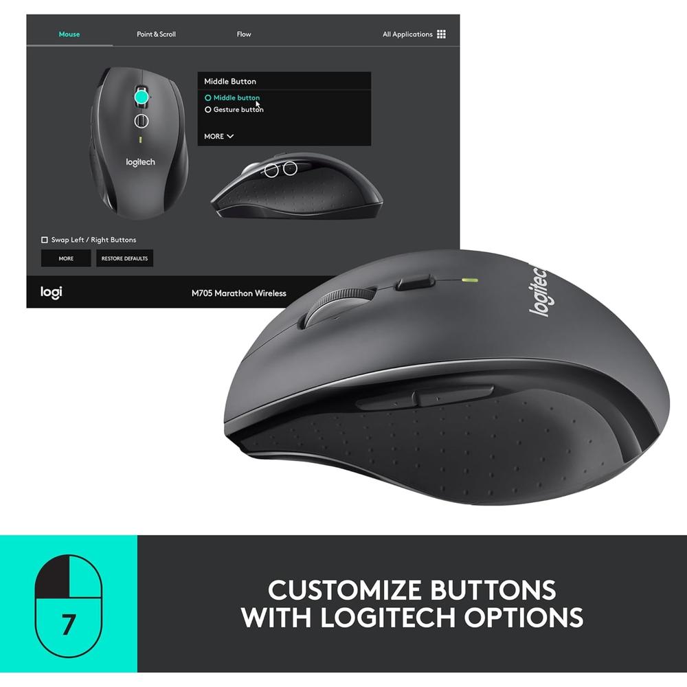 MOUSE INALÁMBRICO M705 LOGITECH | NEGRO - 4