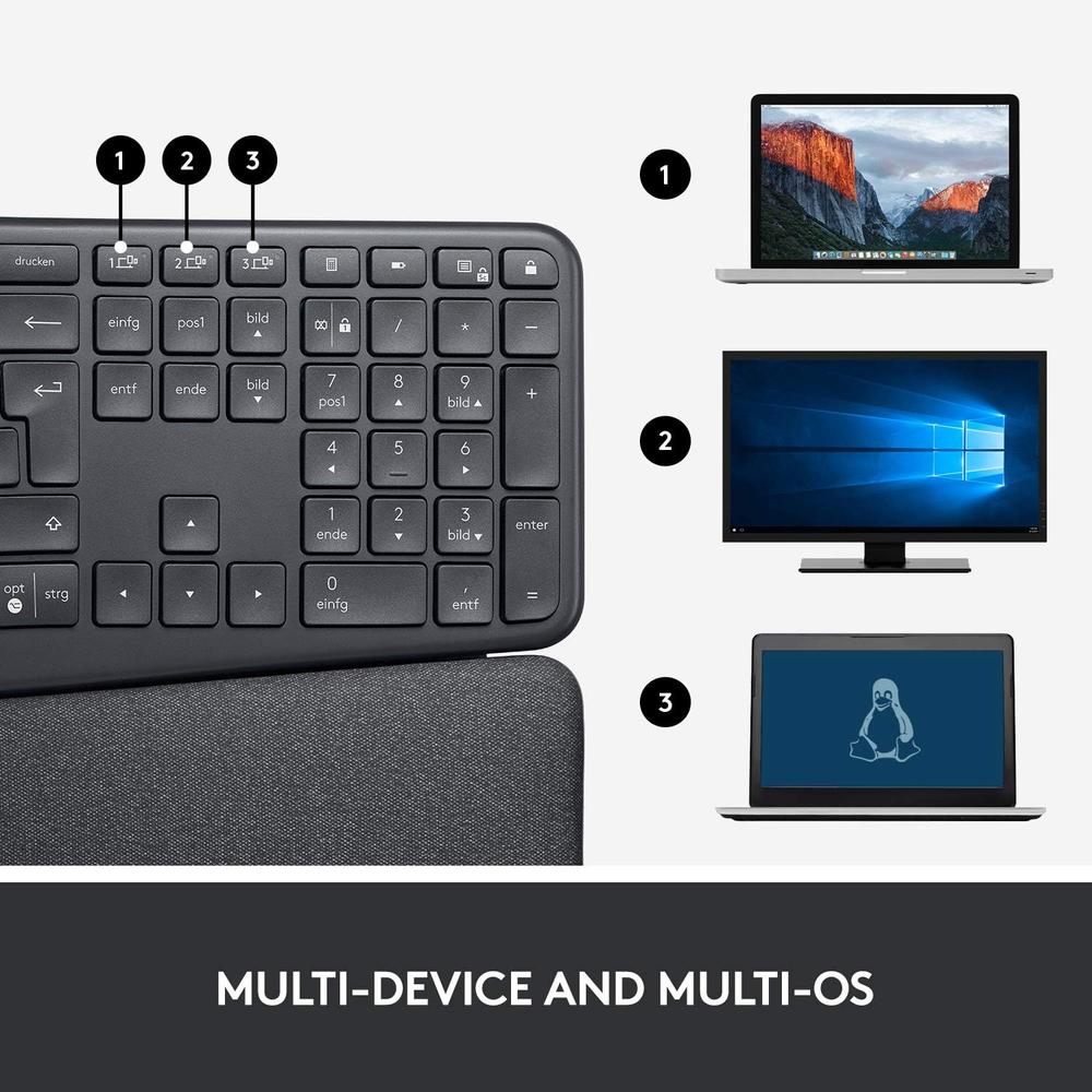 TECLADO INALÁMBRICO ERGONÓMICO K860 LOGITECH | GRAFITO - 4