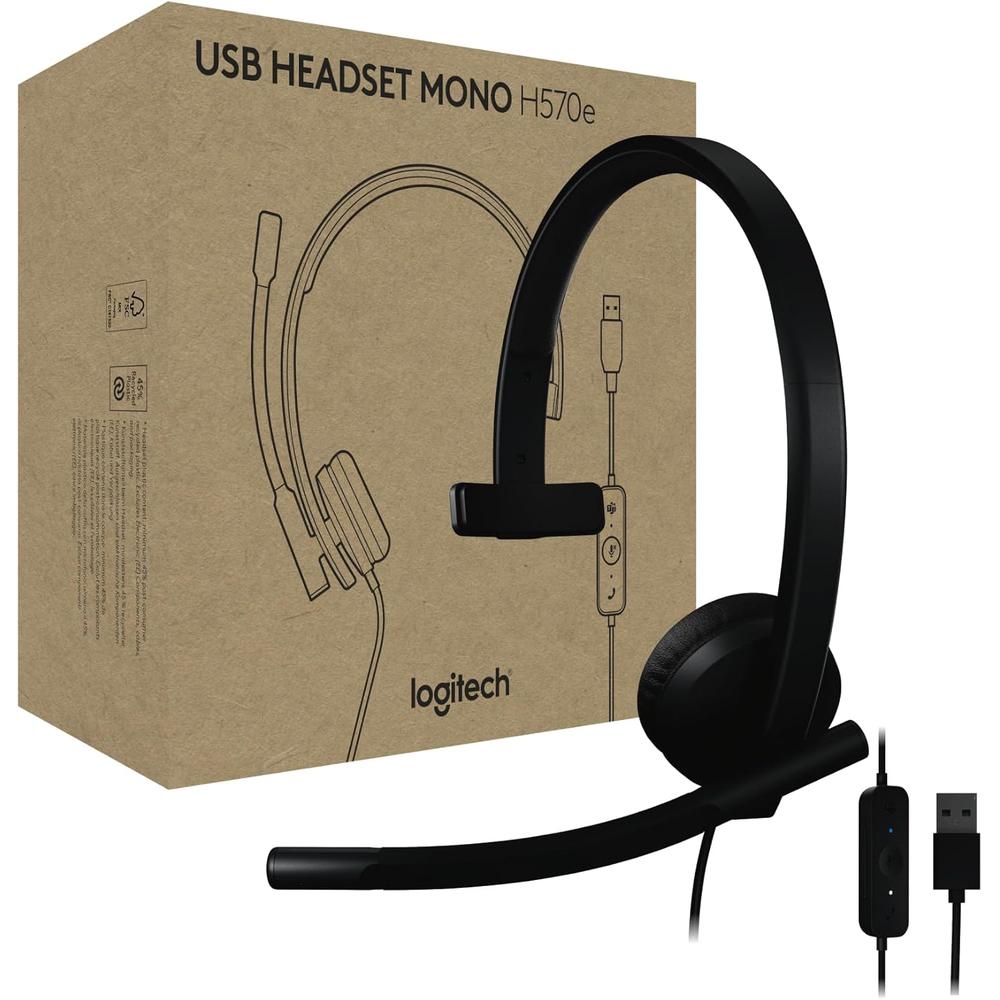 AUDÍFONOS ALÁMBRICOS H570E MONOFÓNICO USB-A LOGITECH | NEGRO - 1