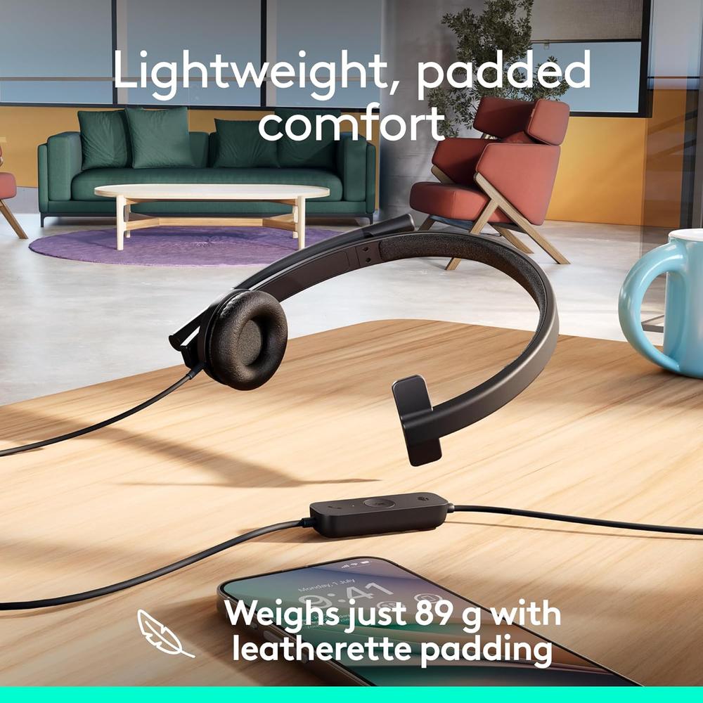 AUDÍFONOS ALÁMBRICOS H570E MONOFÓNICO USB-A LOGITECH | NEGRO - 5