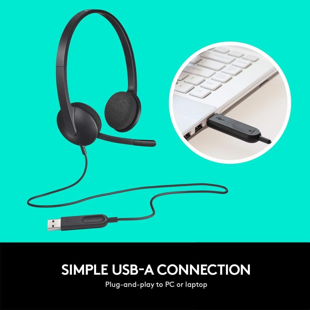 AUDÍFONOS ALÁMBRICOS H340 LOGITECH | NEGRO - 4