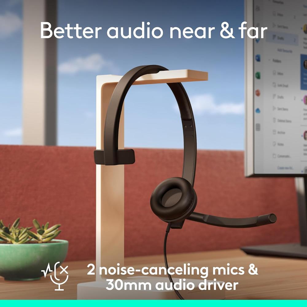 AUDÍFONOS ALÁMBRICOS H570E MONOFÓNICO USB-C LOGITECH | NEGRO - 3