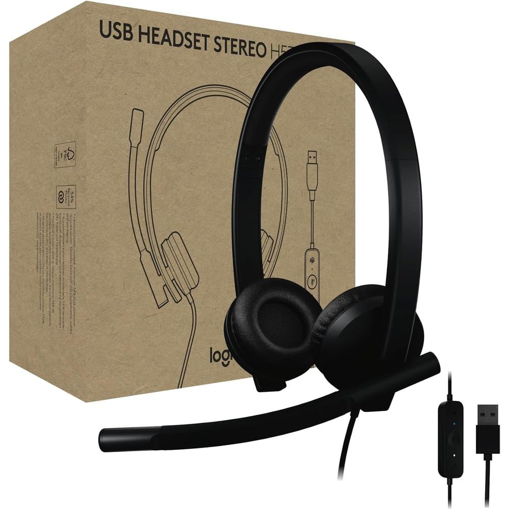 AUDÍFONOS ALÁMBRICOS H570E ESTÉREO USB-A LOGITECH | NEGRO - 1