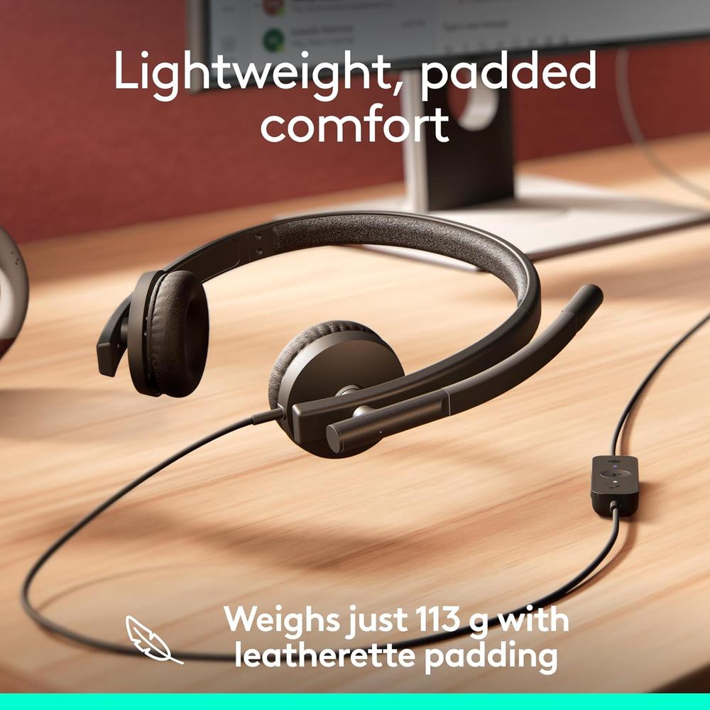 AUDÍFONOS ALÁMBRICOS H570E ESTÉREO USB-A LOGITECH | NEGRO - 5