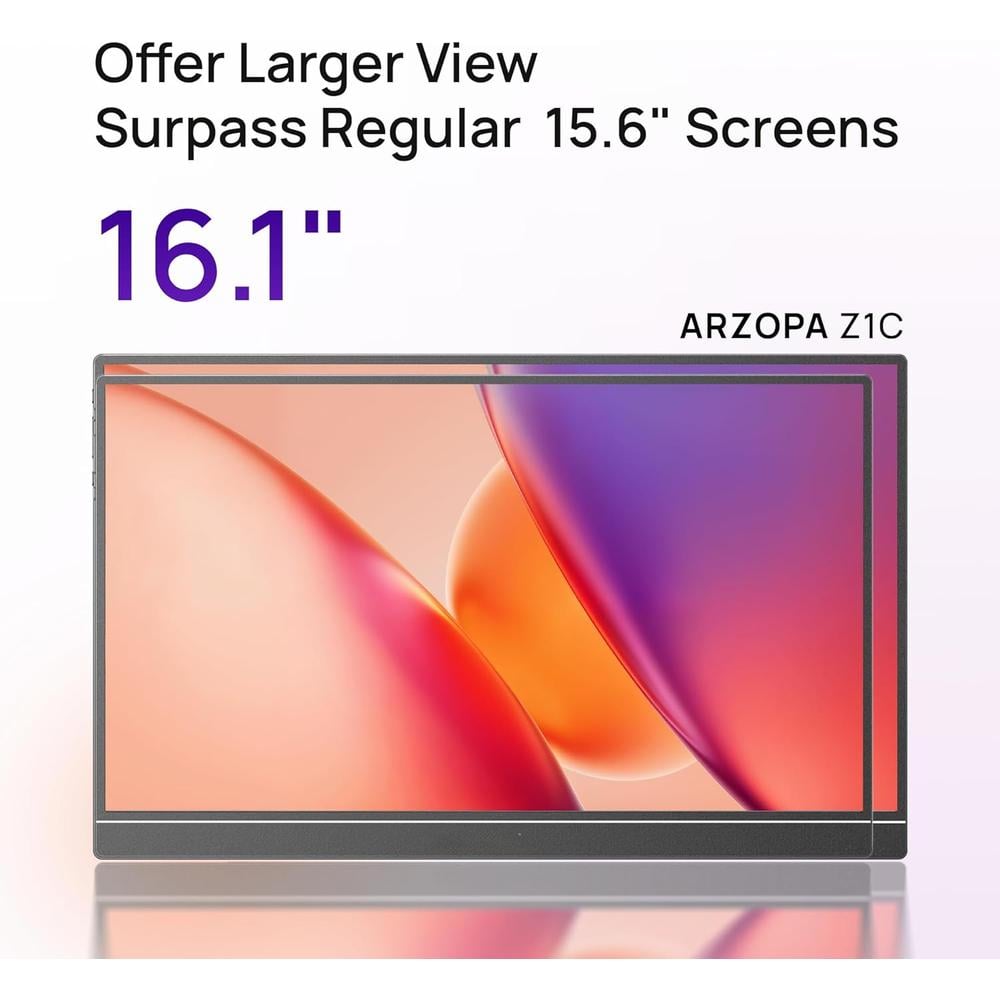 MONITOR PORTÁTIL Z1C 16.1' FHD 1080P ARZOPA | GRIS OSCURO - 2