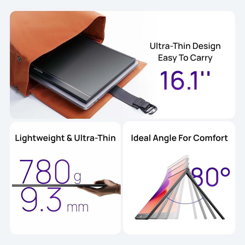 MONITOR PORTÁTIL Z1C 16.1' FHD 1080P ARZOPA | GRIS OSCURO - 4