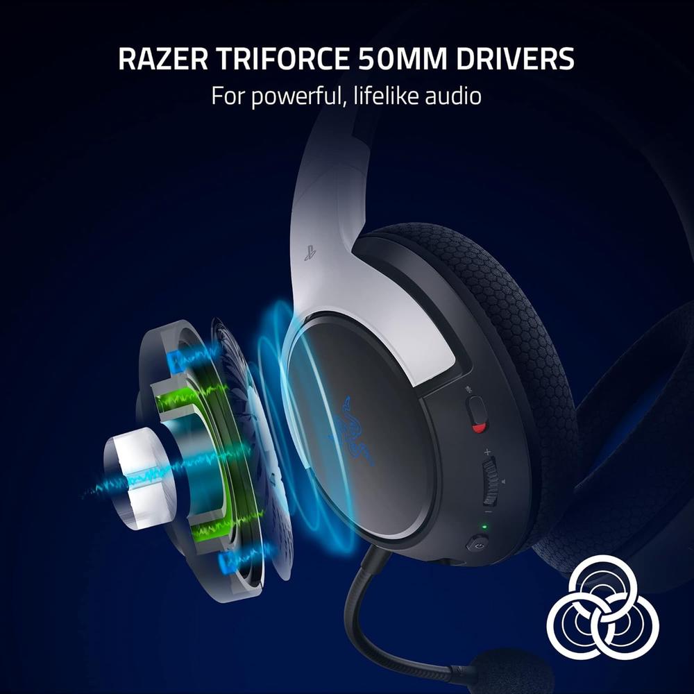 AUDÍFONOS INALÁMBRICOS KAIRA HYPERSPEED PLAYSTATION RAZER | BLANCO / NEGRO - 3