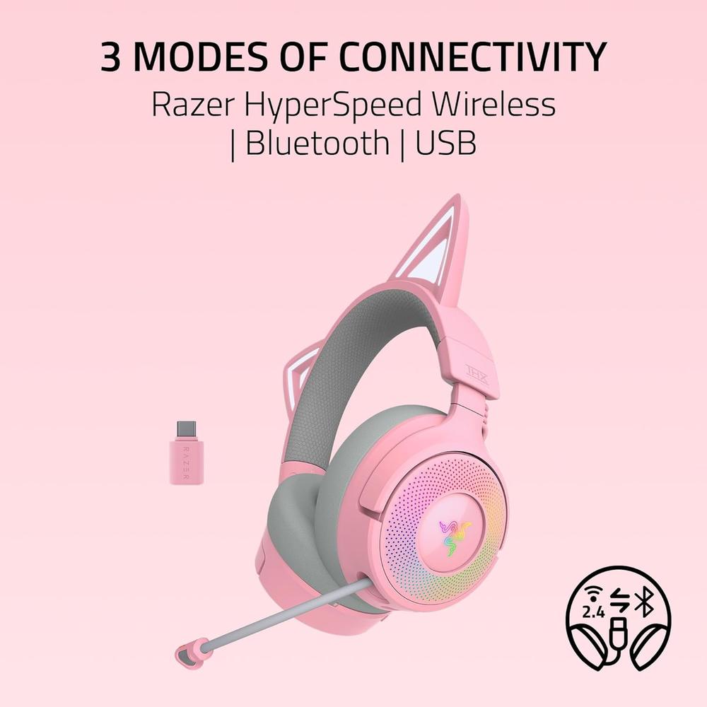 AUDÍFONOS INALÁMBRICOS KRAKEN KITTY V3 PRO RGB RAZER - 3