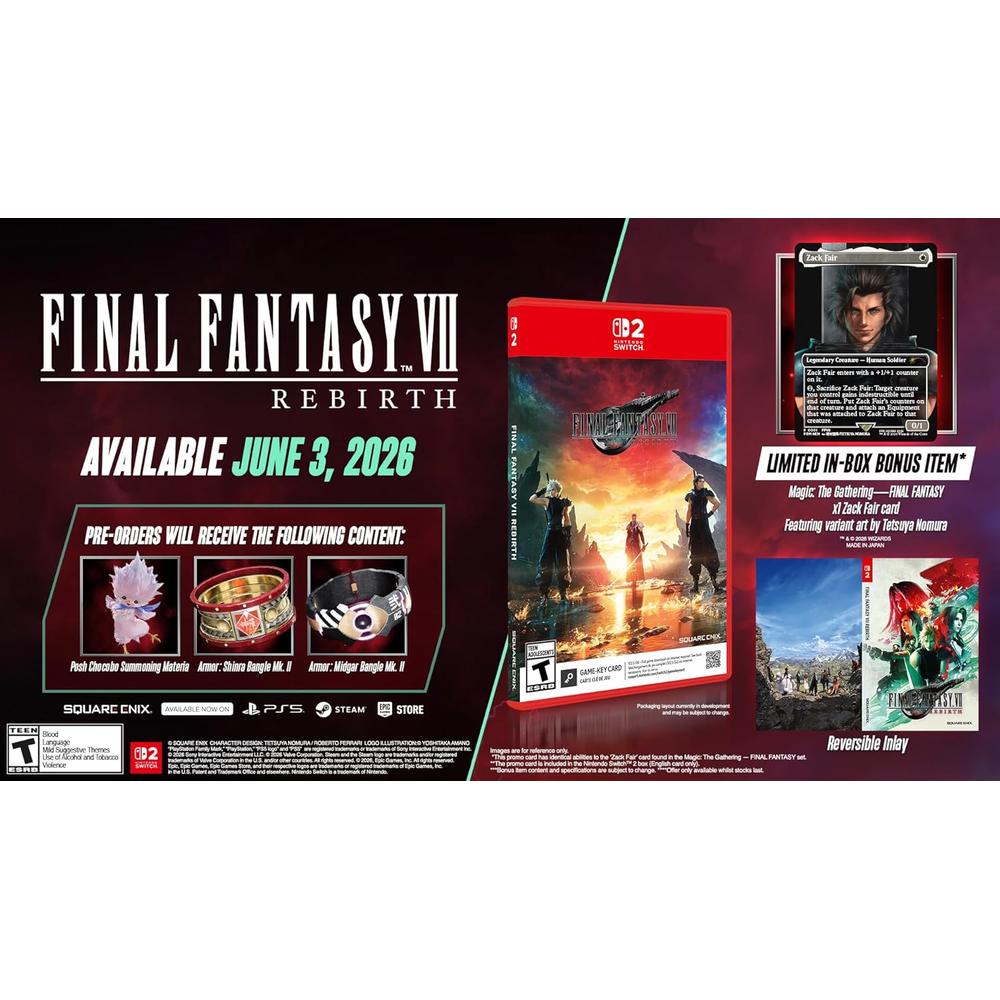 VIDEOJUEGO NINTENDO FINAL FANTASY VII REBIRTH SWITCH 2 EDICIÓN LANZAMIENTO - 2