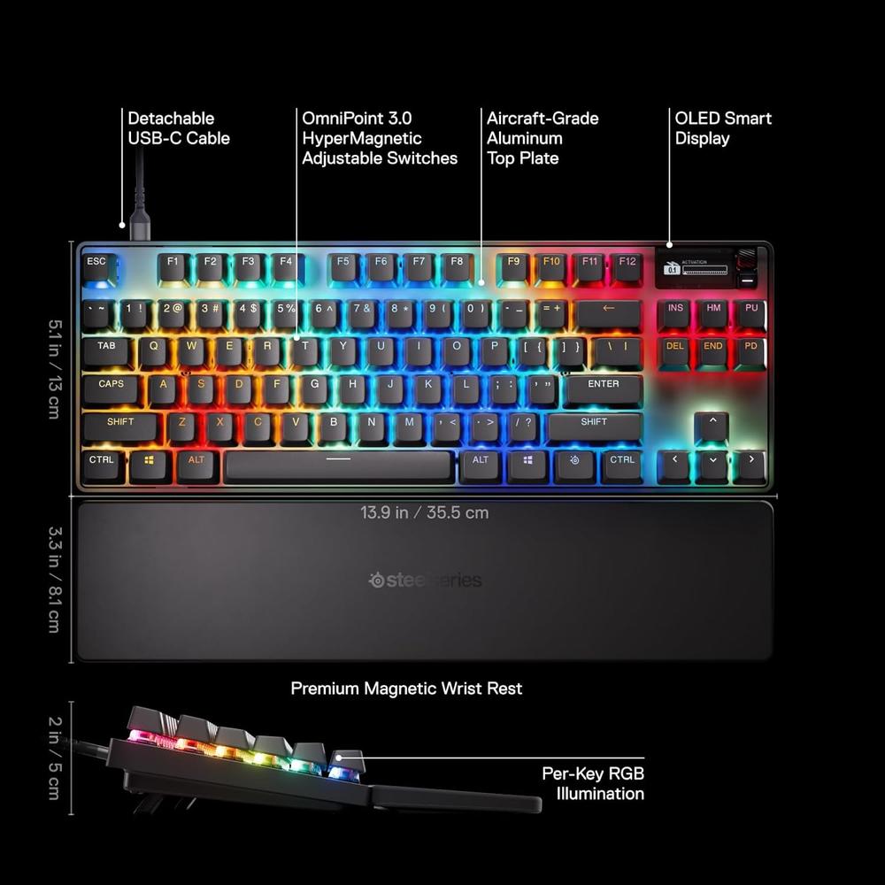 TECLADO ALÁMBRICO MECÁNICO APEX PRO TKL GEN 3 STEELSERIES | NEGRO - 3