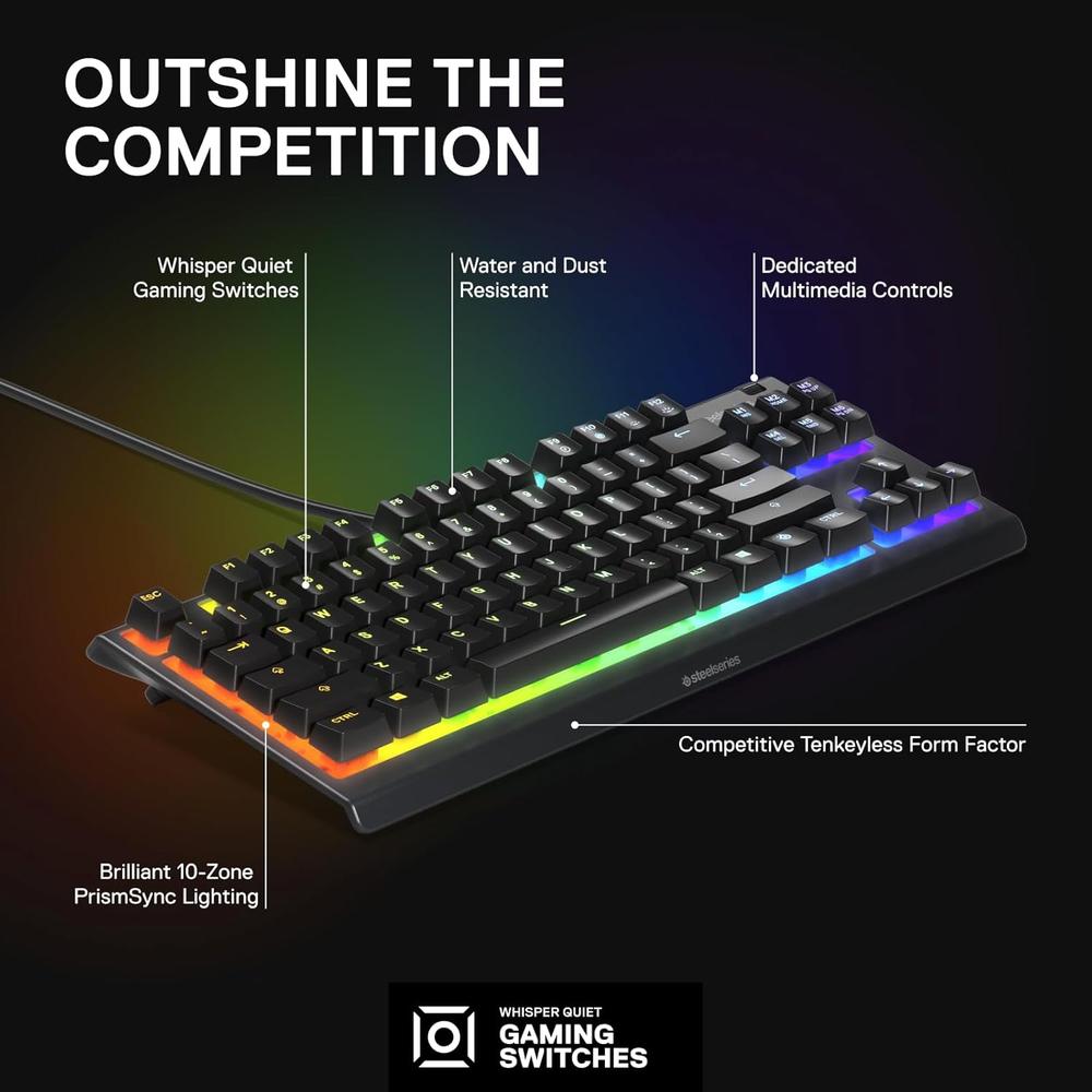 TECLADO ALÁMBRICO APEX 3 TKL STEELSERIES | NEGRO - 3