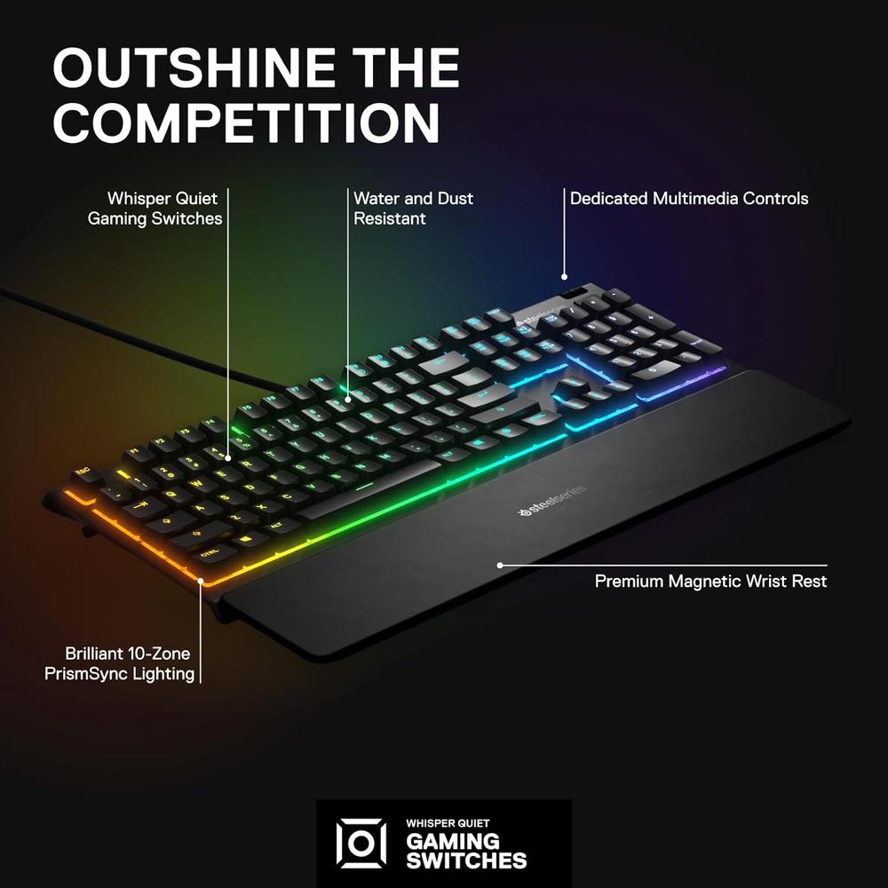 TECLADO ALÁMBRICO APEX 3 STEELSERIES | NEGRO - 3