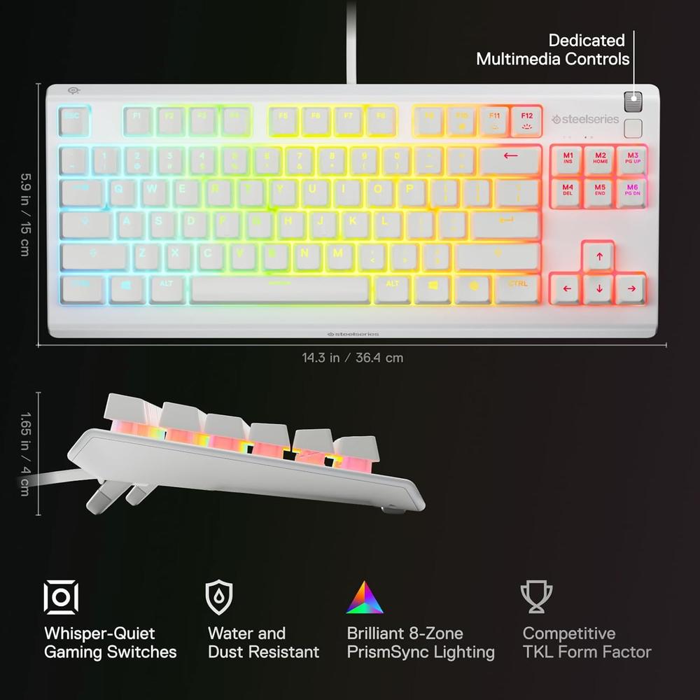 TECLADO ALÁMBRICO APEX 3 TKL STEELSERIES | BLANCO - 3