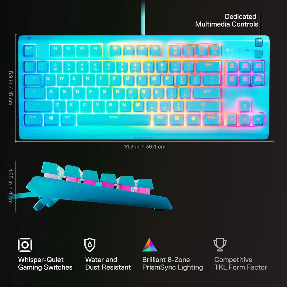 TECLADO ALÁMBRICO APEX 3 TKL STEELSERIES | AQUA - 3
