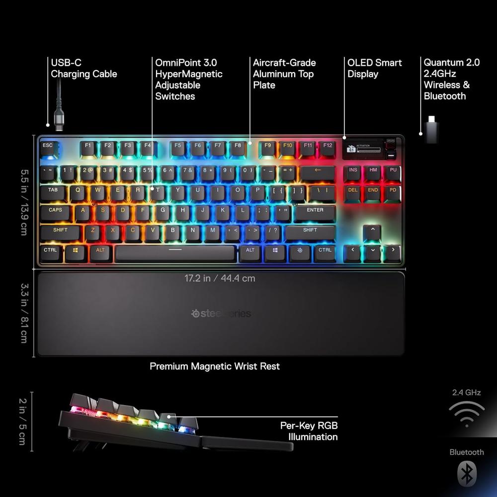 TECLADO INALÁMBRICO MECÁNICO APEX PRO TKL GEN 3 WRIST REST STEELSERIES | RGB - 3